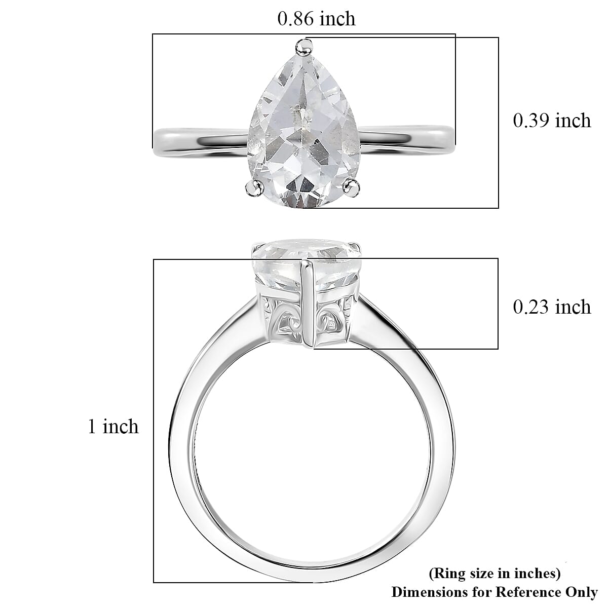 D'Joy White Topaz 2.50 ctw Prism Solitaire Ring in Rhodium Over Sterling Silver (Size 7.0) image number 5