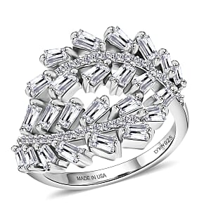 D'Joy White Topaz 2.00 ctw The Regal Swirl Ring in Rhodium Over Sterling Silver (Size 7.0)