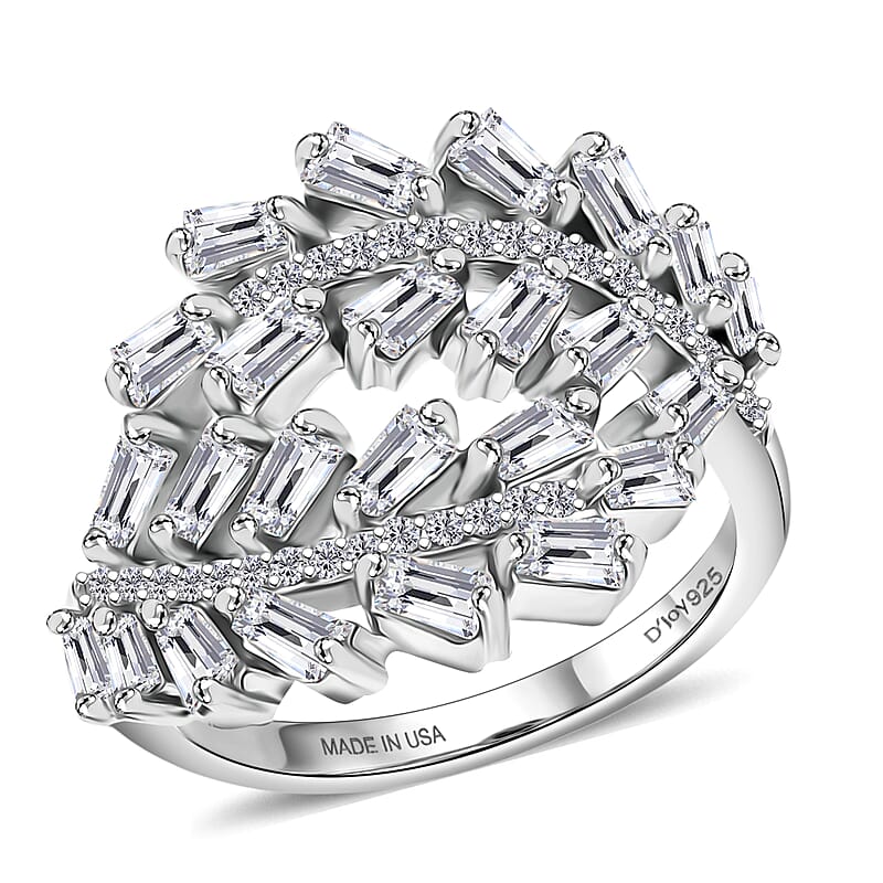 D'Joy White Topaz 2.15 ctw The Regal Swirl Ring in Rhodium Over Sterling Silver (Size 7.0)