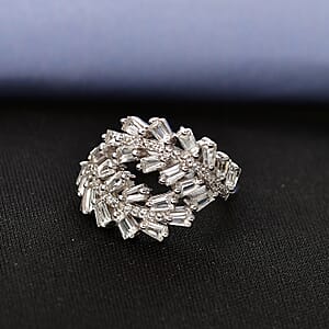 D'Joy White Topaz 2.00 ctw The Regal Swirl Ring in Rhodium Over Sterling Silver (Size 7.0)