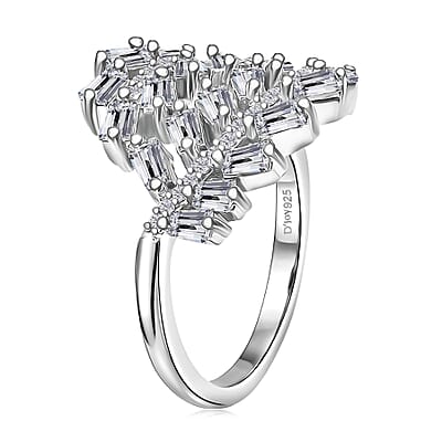 D'Joy White Topaz 2.15 ctw The Regal Swirl Ring in Rhodium Over Sterling Silver (Size 7.0)