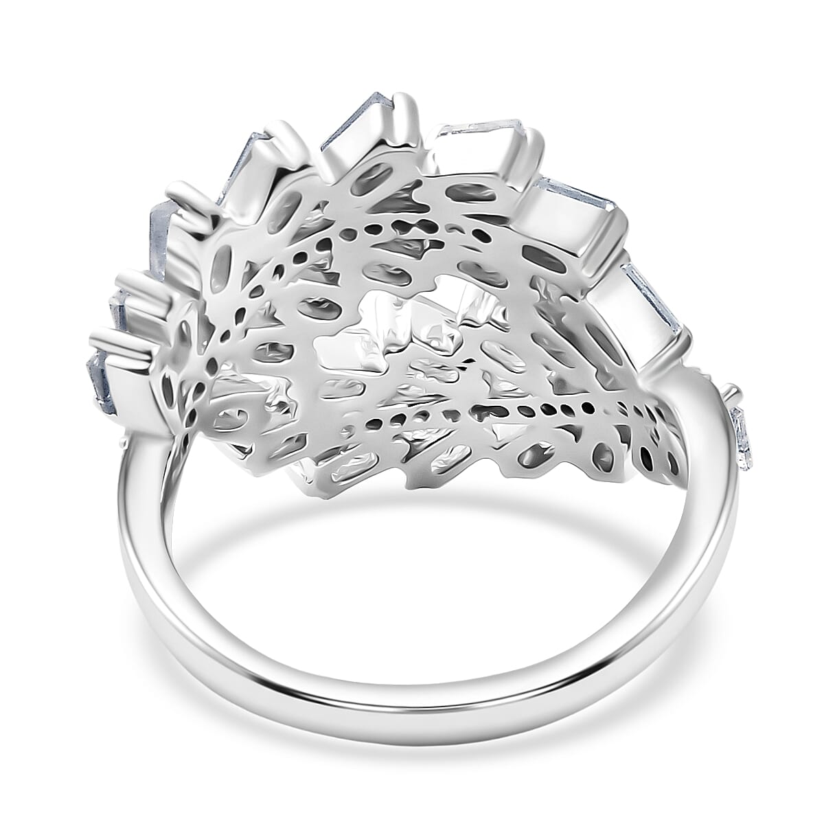 D'Joy White Topaz 2.00 ctw The Regal Swirl Ring in Rhodium Over Sterling Silver (Size 7.0) image number 4