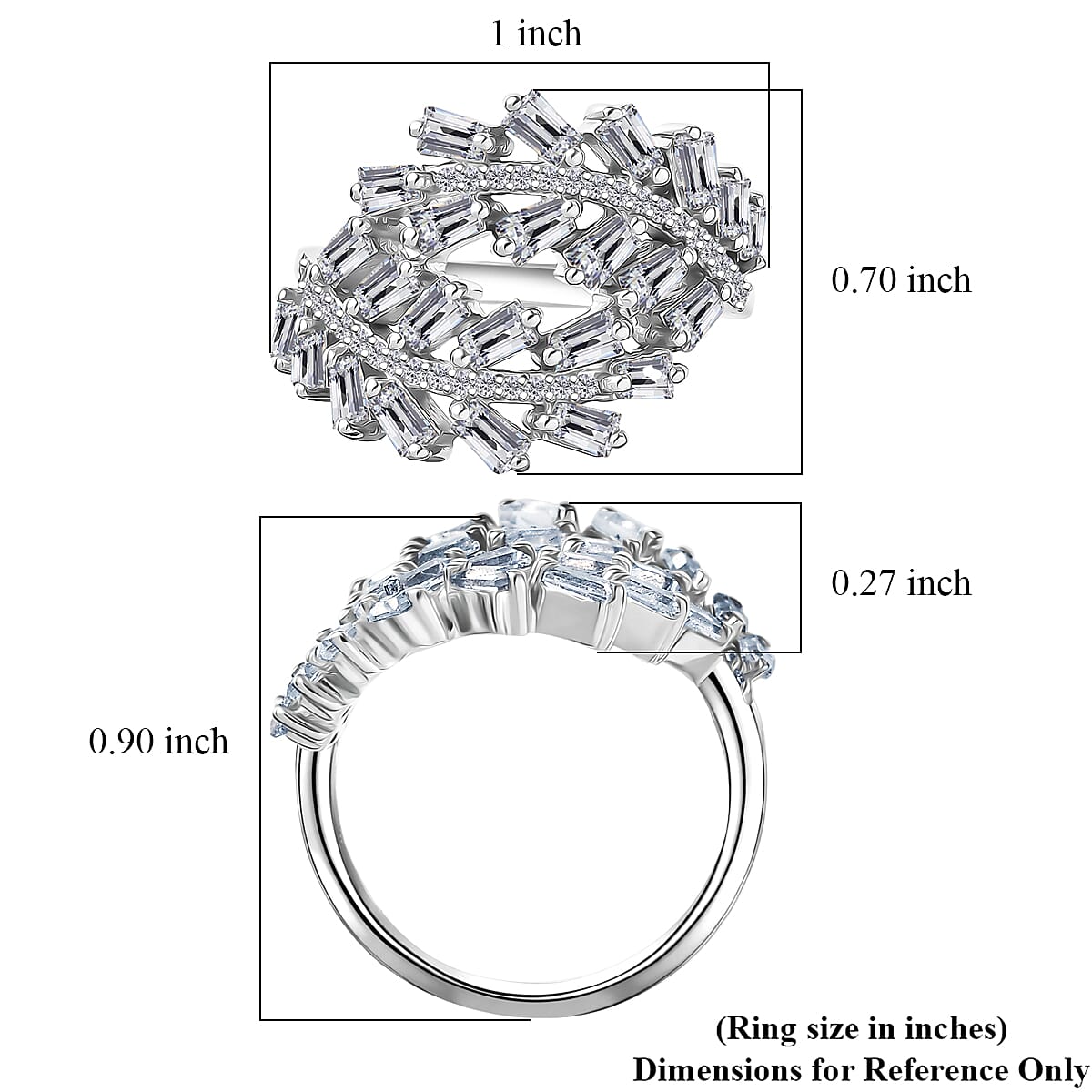 D'Joy White Topaz 2.00 ctw The Regal Swirl Ring in Rhodium Over Sterling Silver (Size 7.0) image number 5