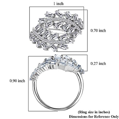 D'Joy White Topaz 2.15 ctw The Regal Swirl Ring in Rhodium Over Sterling Silver (Size 7.0)