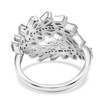 D'Joy White Topaz 2.15 ctw The Regal Swirl Ring in Rhodium Over Sterling Silver (Size 8.0)