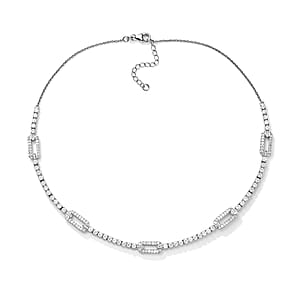 D'Joy Moissanite 6.90 ctw Necklace in Rhodium Over Sterling Silver 18-20 Inches 