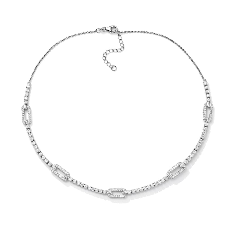 D'Joy Moissanite 7.20 ctw Connected Forever Necklace in Rhodium Over Sterling Silver 18-20 Inches