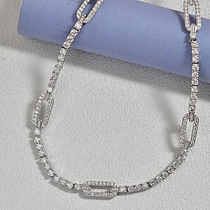 D'Joy Moissanite 6.90 ctw Necklace in Rhodium Over Sterling Silver 18-20 Inches 