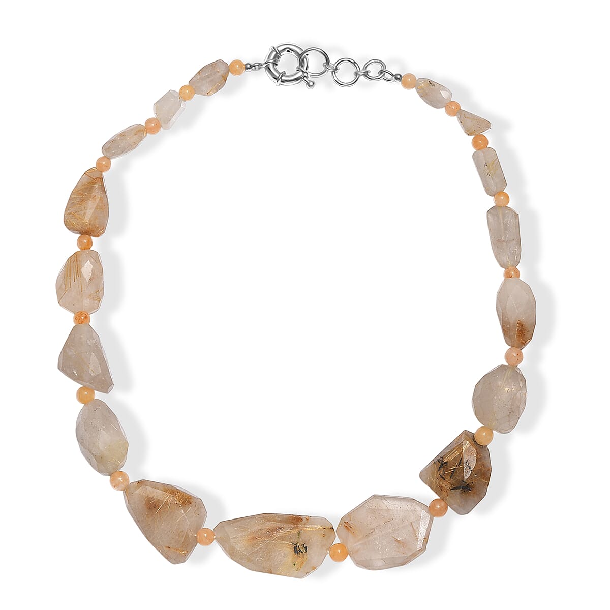 EverTrue Yellow Aventurine and Golden Rutilated Quartz 390.00 ctw Beaded Necklace in Platinum Over 18 Inches  image number 3