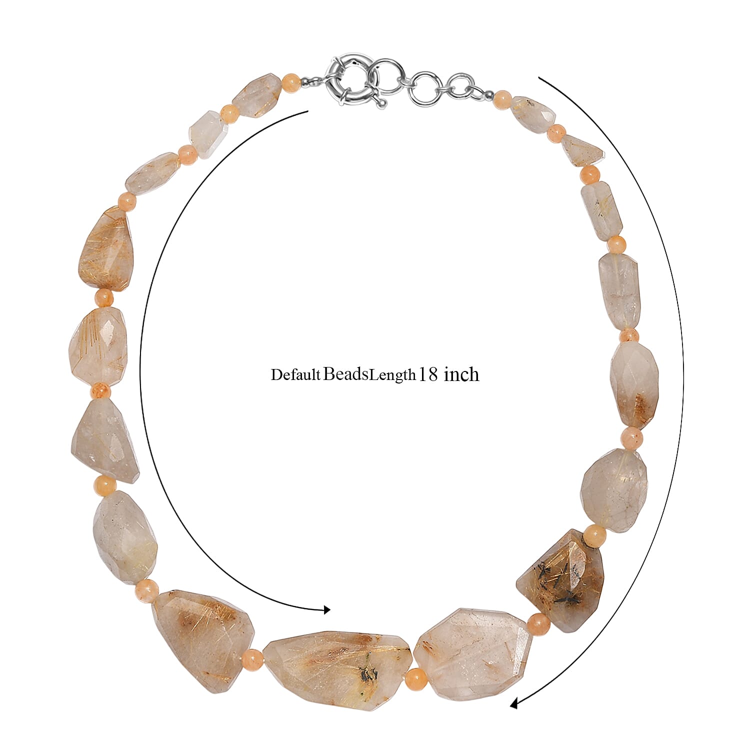 EverTrue Yellow Aventurine and Golden Rutilated Quartz 390.00 ctw Beaded Necklace in Platinum Over 18 Inches 