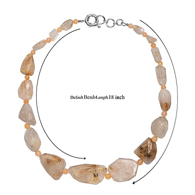 EverTrue Yellow Aventurine and Golden Rutilated Quartz 390.00 ctw Beaded Necklace in Platinum Over 18 Inches