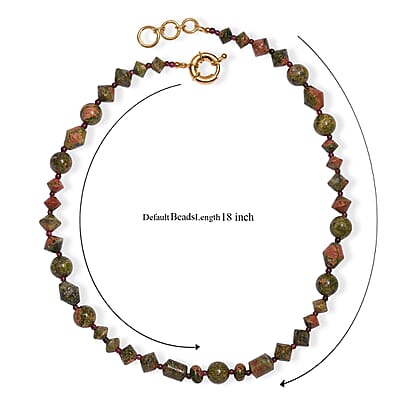 EverTrue Unakite and Mozambique Garnet 215.00 ctw Necklace in 18K YG Plated 18 Inches