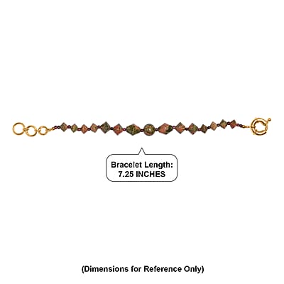 EverTrue Mozambique Garnet and Unakite 63.00 ctw Bracelet in 18K YG Plated (7.25 In)