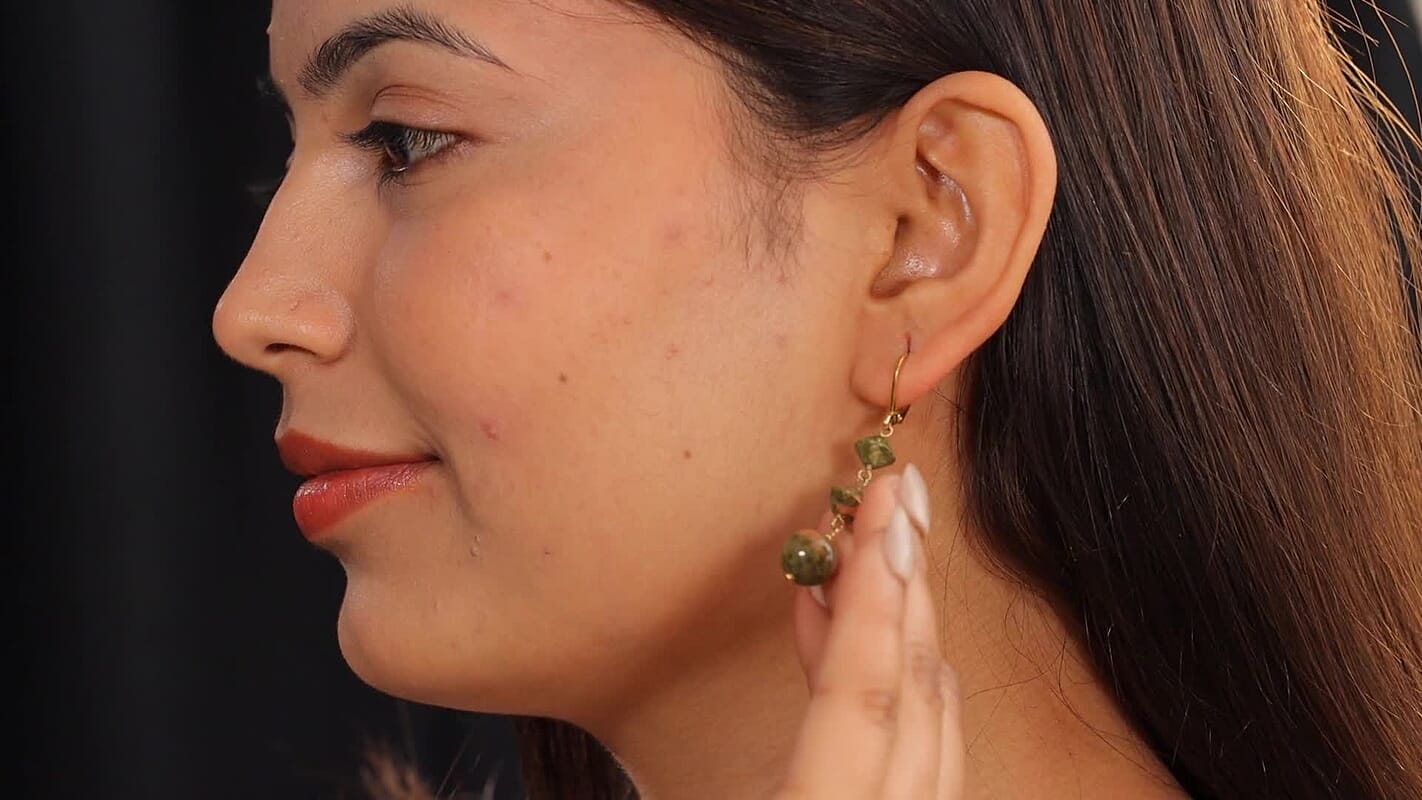 EverTrue Unakite Earrings in ION Plated YG Stainless Steel 25.00 ctw