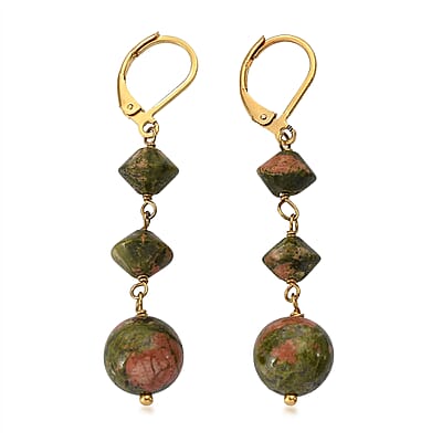 EverTrue Unakite 25.00 ctw Earrings in ION Plated YG Stainless Steel
