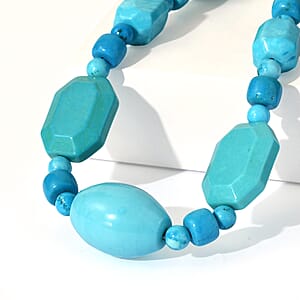 EverTrue Magnesite 410.00 ctw Beaded Necklace (18 Inches) in Platinum Bond