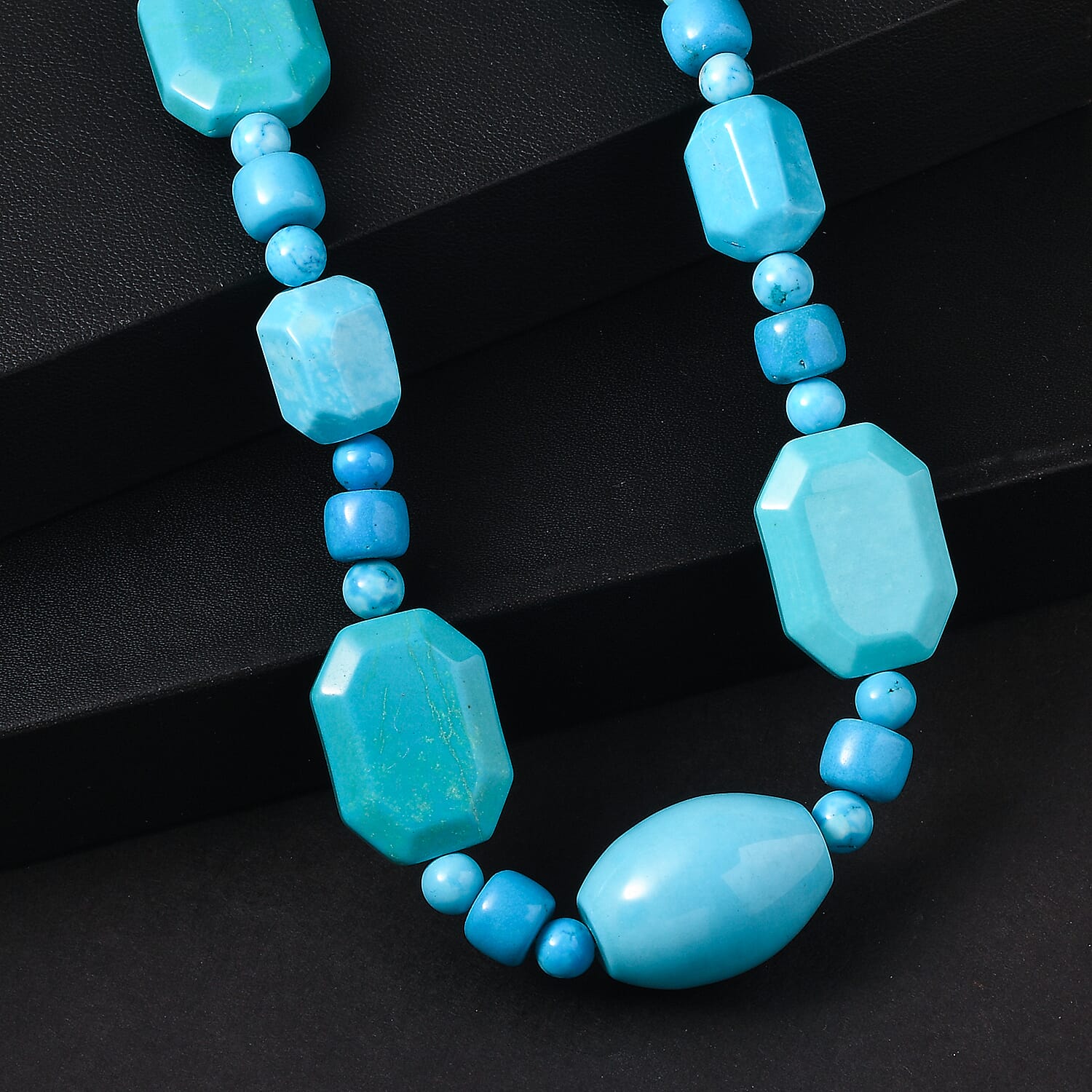 EverTrue Magnesite 410.00 ctw Beaded Necklace (18 Inches) in Platinum Bond