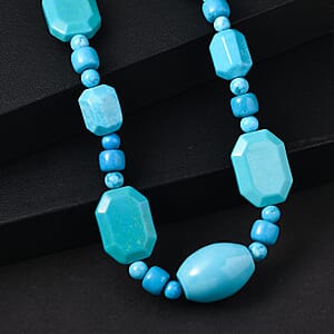 EverTrue Magnesite 410.00 ctw Beaded Necklace (18 Inches) in Platinum Bond