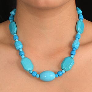 EverTrue Magnesite 410.00 ctw Beaded Necklace (18 Inches) in Platinum Bond