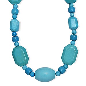 EverTrue Magnesite 410.00 ctw Beaded Necklace (18 Inches) in Platinum Bond