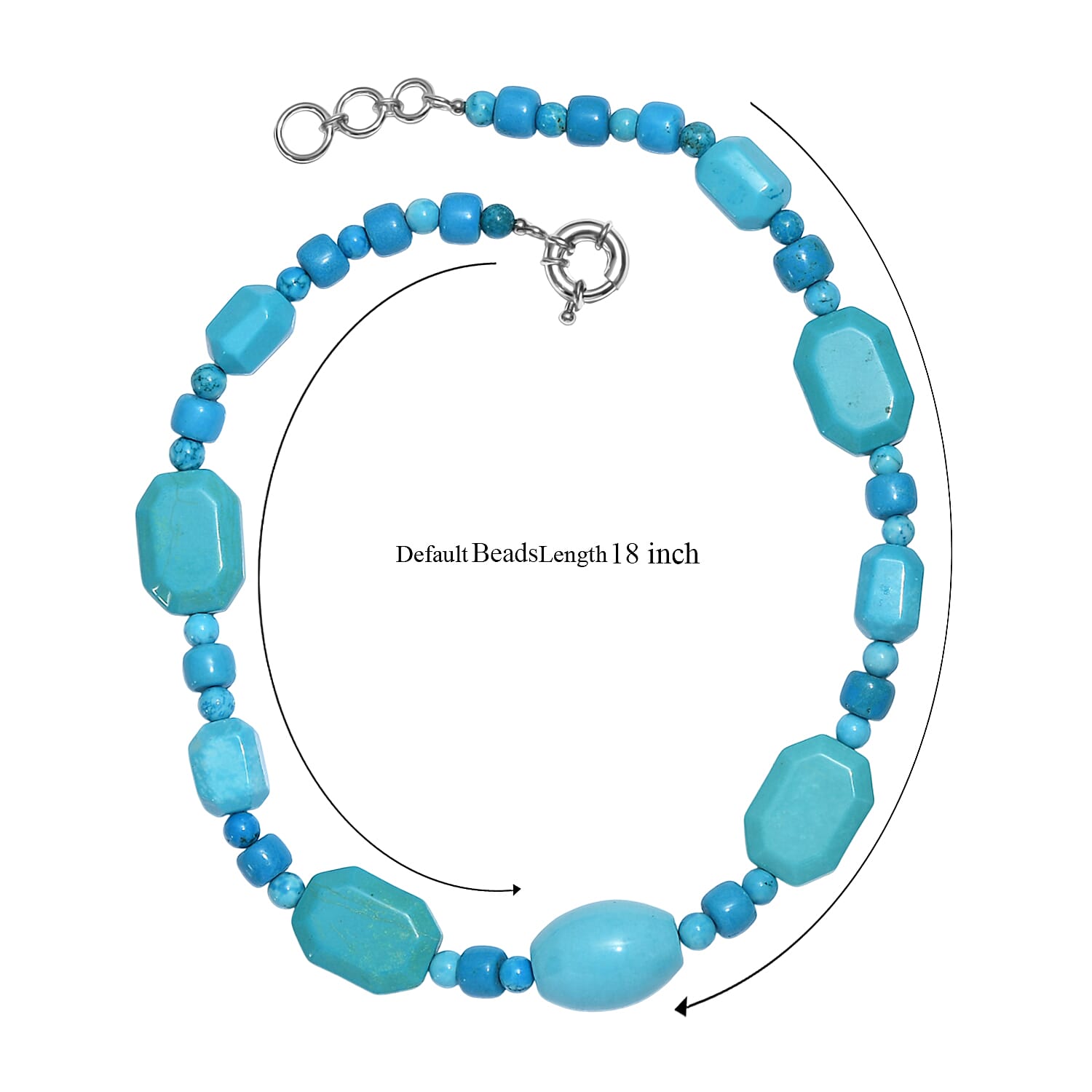 EverTrue Magnesite 410.00 ctw Beaded Necklace (18 Inches) in Platinum Bond