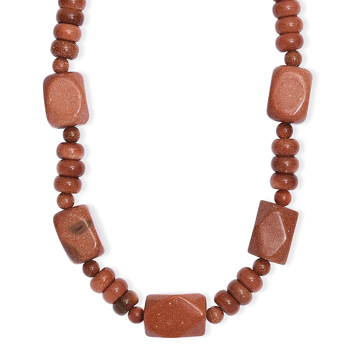 EverTrue Gold Sandstone 430.00 ctw Beaded Necklace (18 Inches) in Platinum Bond image number 3