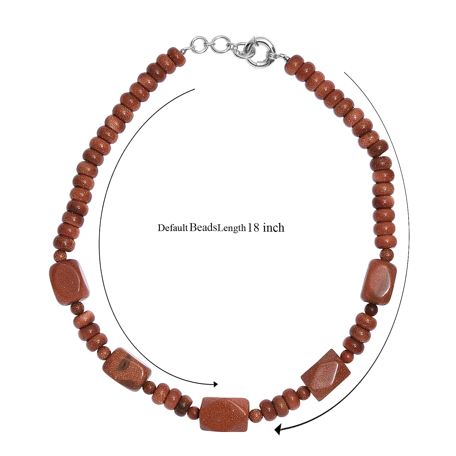 EverTrue Gold Sandstone 430.00 ctw Beaded Necklace (18 Inches) in Platinum Bond