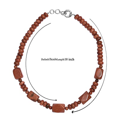 EverTrue Gold Sandstone 430.00 ctw Beaded Necklace (18 Inches) in Platinum Bond