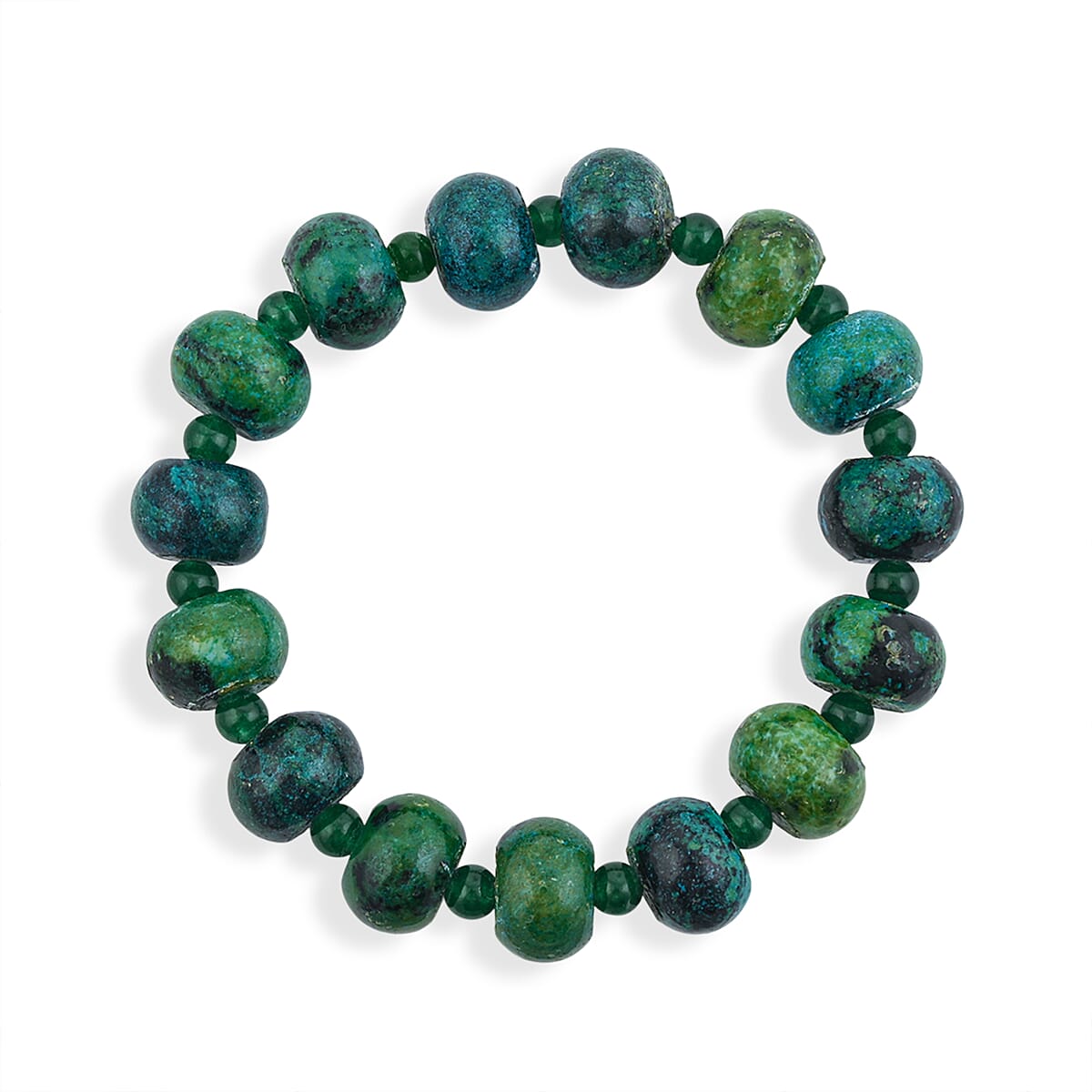 Green Aventurine and Azurite 355.00 ctw Beaded Stretch Bracelet image number 3