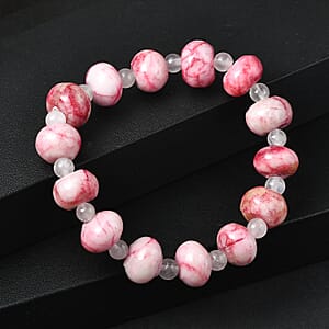 Galilea Rose Quartz and Pink Web Jasper 246.00 ctw Beaded Stretch Bracelet