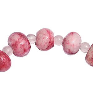 Galilea Rose Quartz and Pink Web Jasper 246.00 ctw Beaded Stretch Bracelet