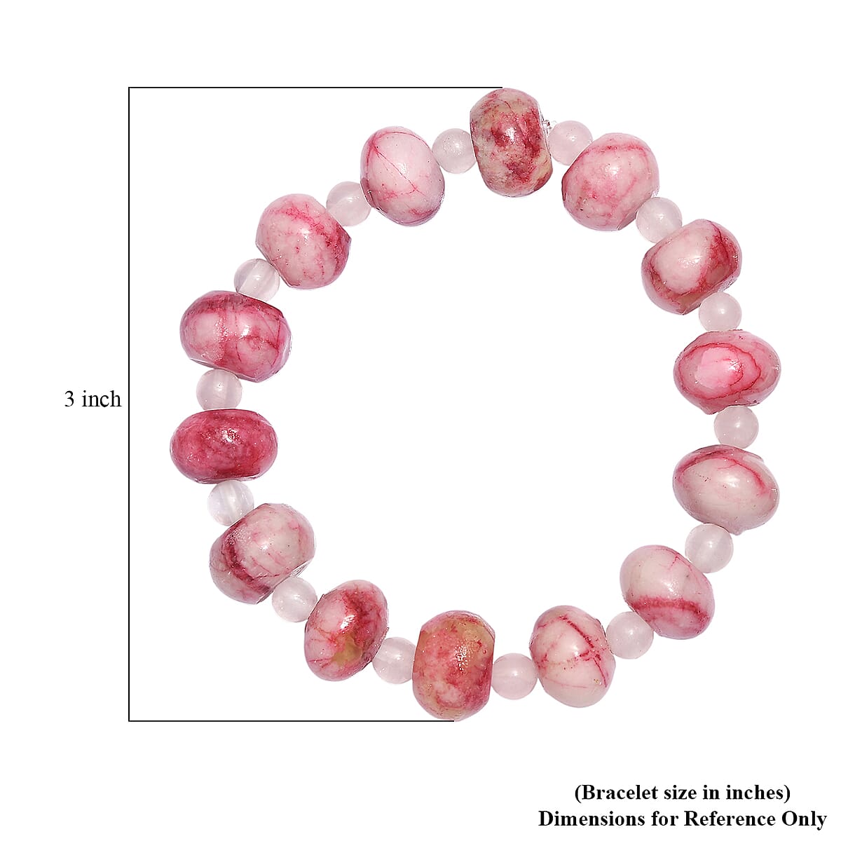 Galilea Rose Quartz and Pink Web Jasper 246.00 ctw Beaded Stretch Bracelet image number 4
