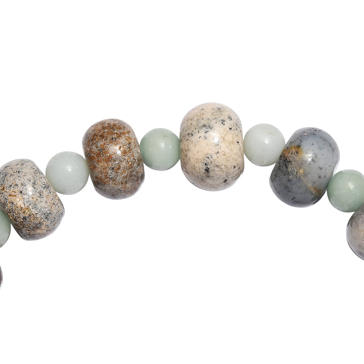 Amazonite and Moss Agate 186.00 ctw Beaded Stretch Bracelet image number 3