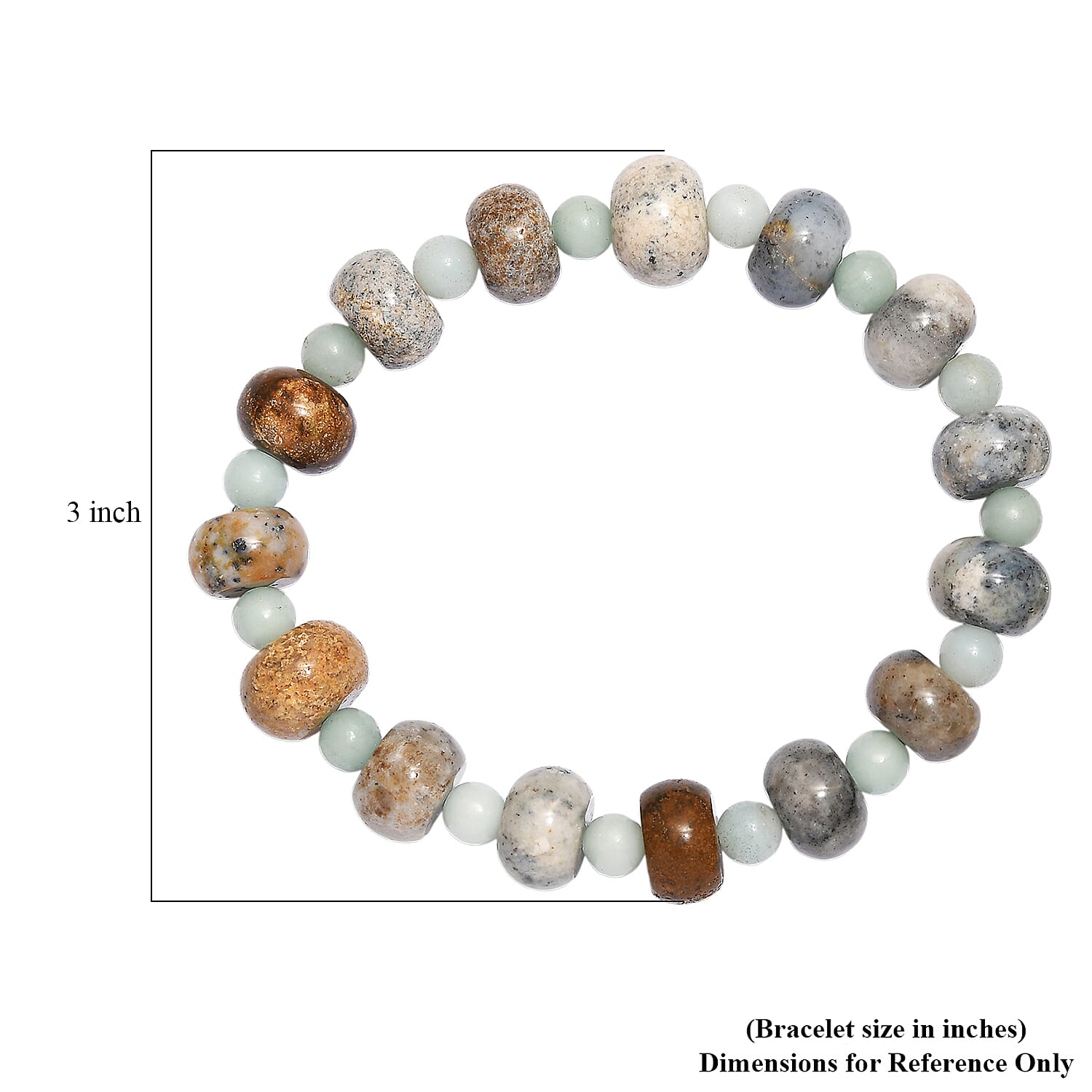 Amazonite and Moss Agate 186.00 ctw Beaded Stretch Bracelet