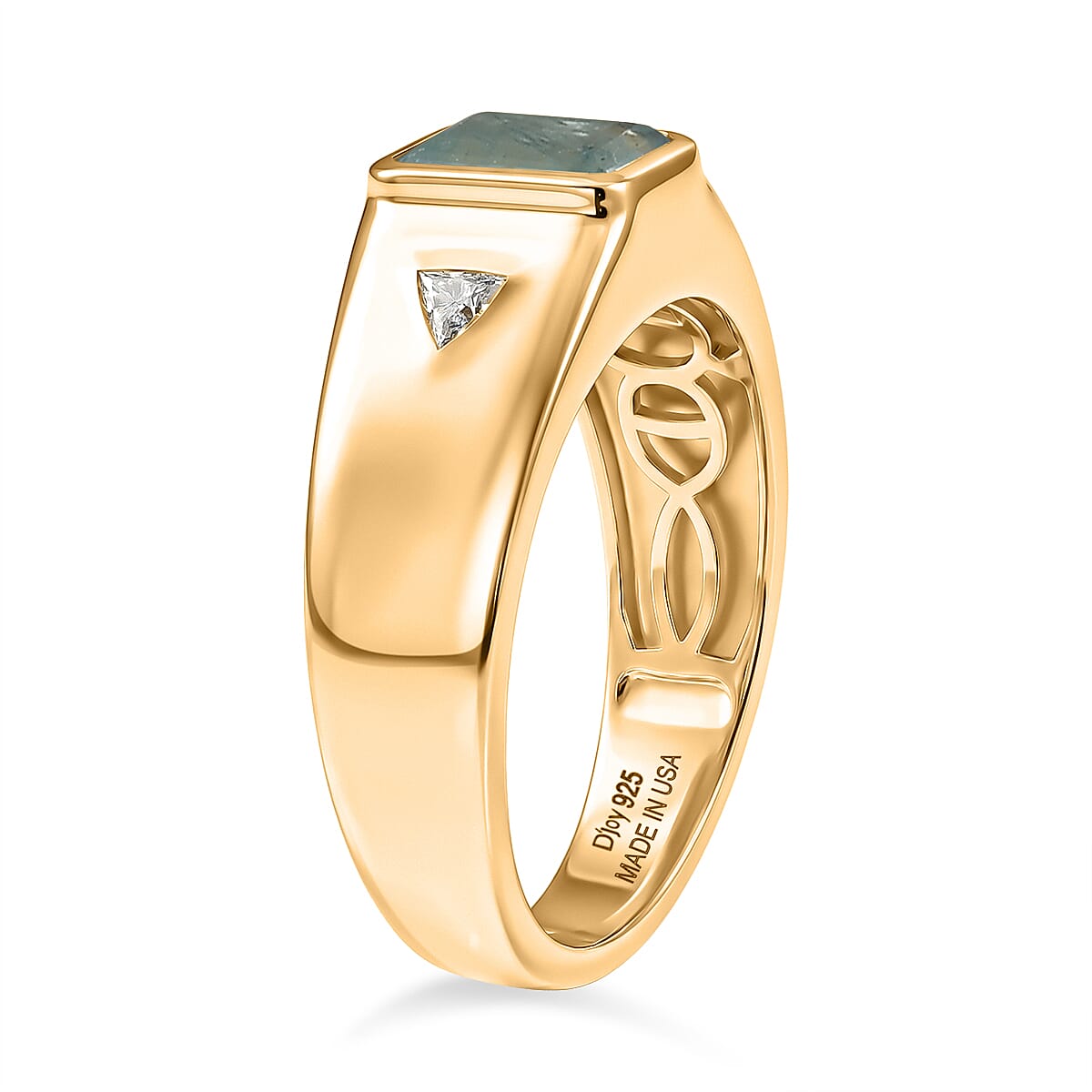 D'Joy Premium Grandidierite and Moissanite 1.80 ctw Ring in 18K Vermeil Yellow Gold Over Sterling Silver (Size 11.0) image number 3