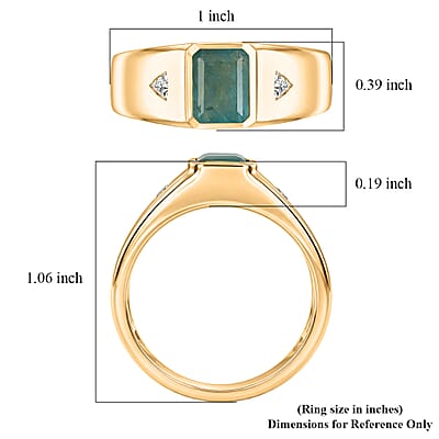 D'Joy Premium Grandidierite and Moissanite 1.80 ctw Men's Ring in 18K Vermeil Yellow Gold Over Sterling Silver (Size 13.0)