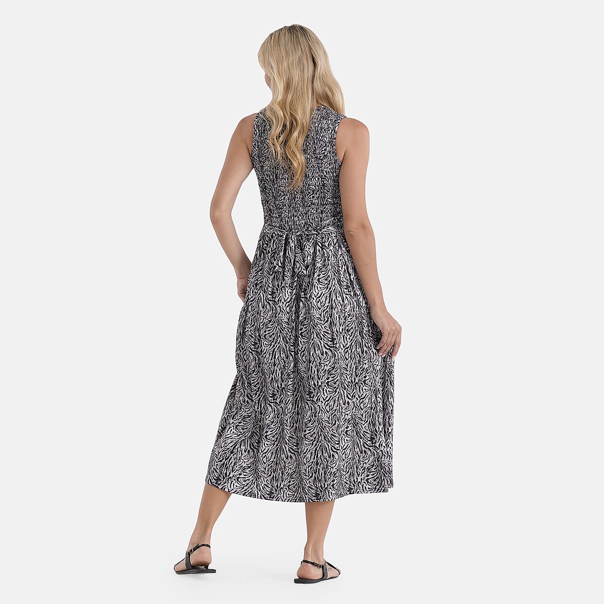LA Marey Black with Animal Pattern Double Knit Brushed Maxi Dress - One Size Fits Most image number 2
