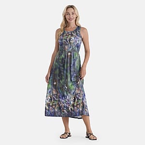 LA Marey Pink Floral Double Knit Brushed Maxi Dress - One Size Fits Most