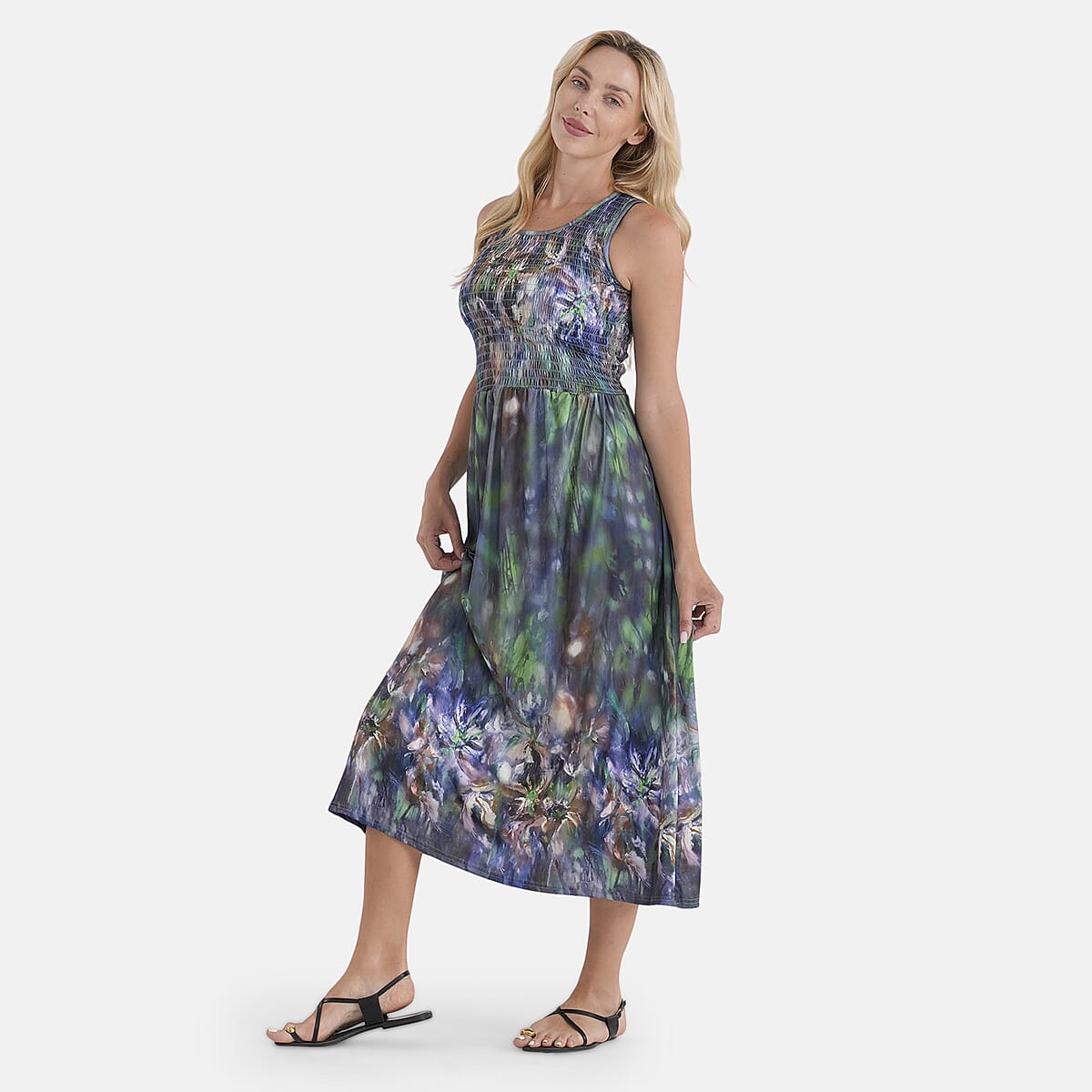 LA Marey Pink Floral Double Knit Brushed Maxi Dress - One Size Fits Most image number 3