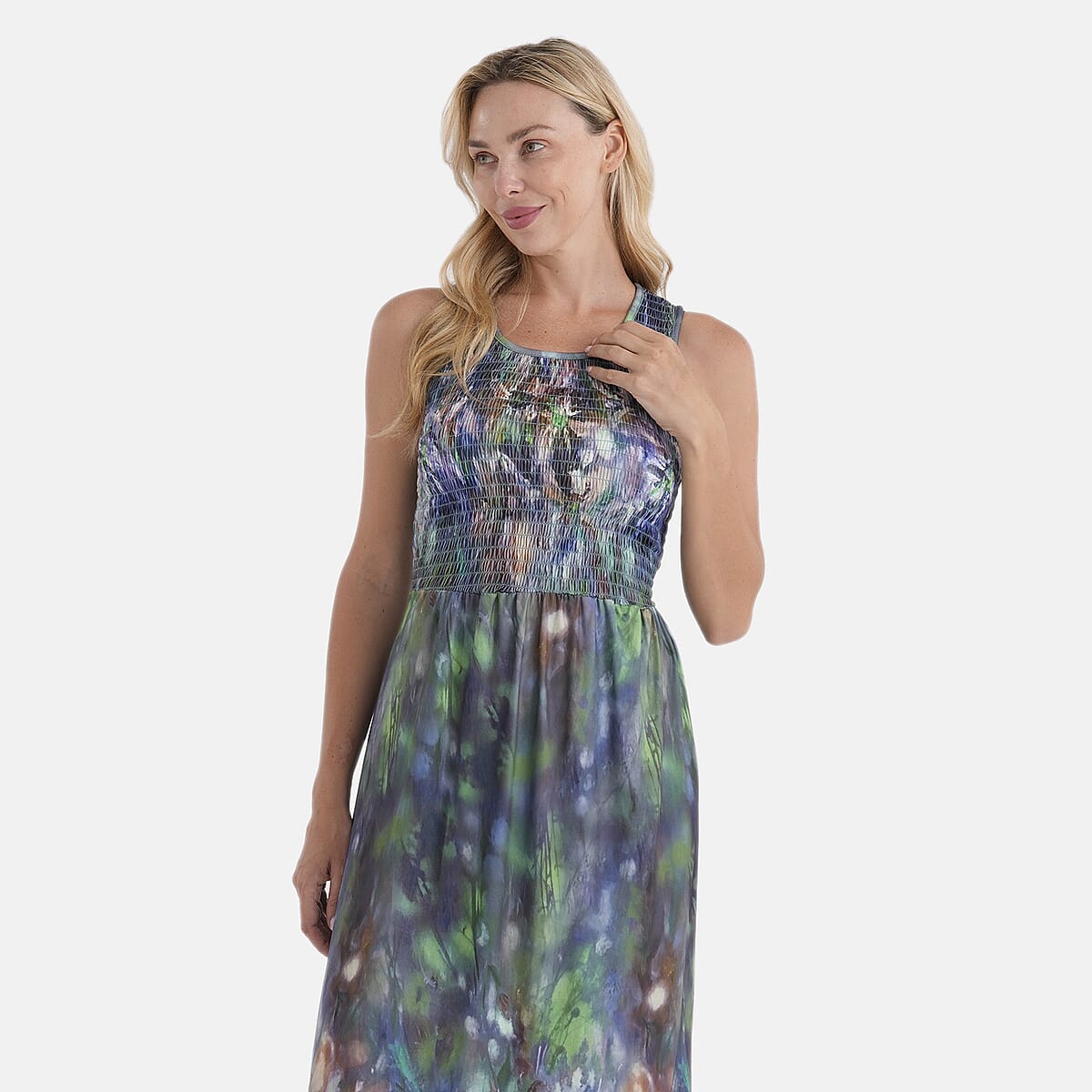 LA Marey Pink Floral Double Knit Brushed Maxi Dress - One Size Fits Most image number 4