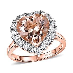 AAA Marropino Morganite and Luxuriant Lab Grown Diamond G-H SI 4.76 ctw Heart Ring in 10K Rose Gold (Size  7.0)
