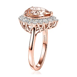 AAA Marropino Morganite and Luxuriant Lab Grown Diamond G-H SI 4.76 ctw Heart Ring in 10K Rose Gold (Size  7.0)