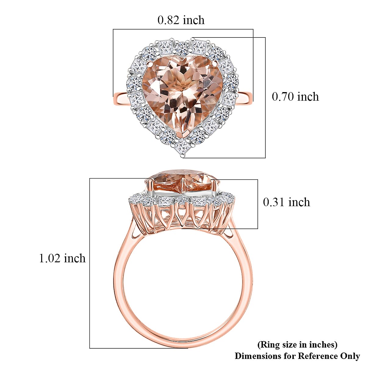 AAA Marropino Morganite and Luxuriant Lab Grown Diamond G-H SI 4.76 ctw Heart Ring in 10K Rose Gold (Size 9.0) image number 5