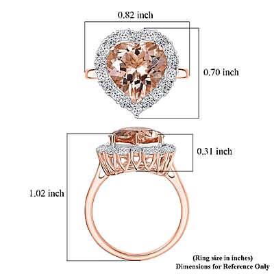 Certified and Appraised AAA Marropino Morganite and Luxuriant Lab Grown Diamond G-H SI 4.76 ctw Heart Ring in 10K Rose Gold (Size 9.0)