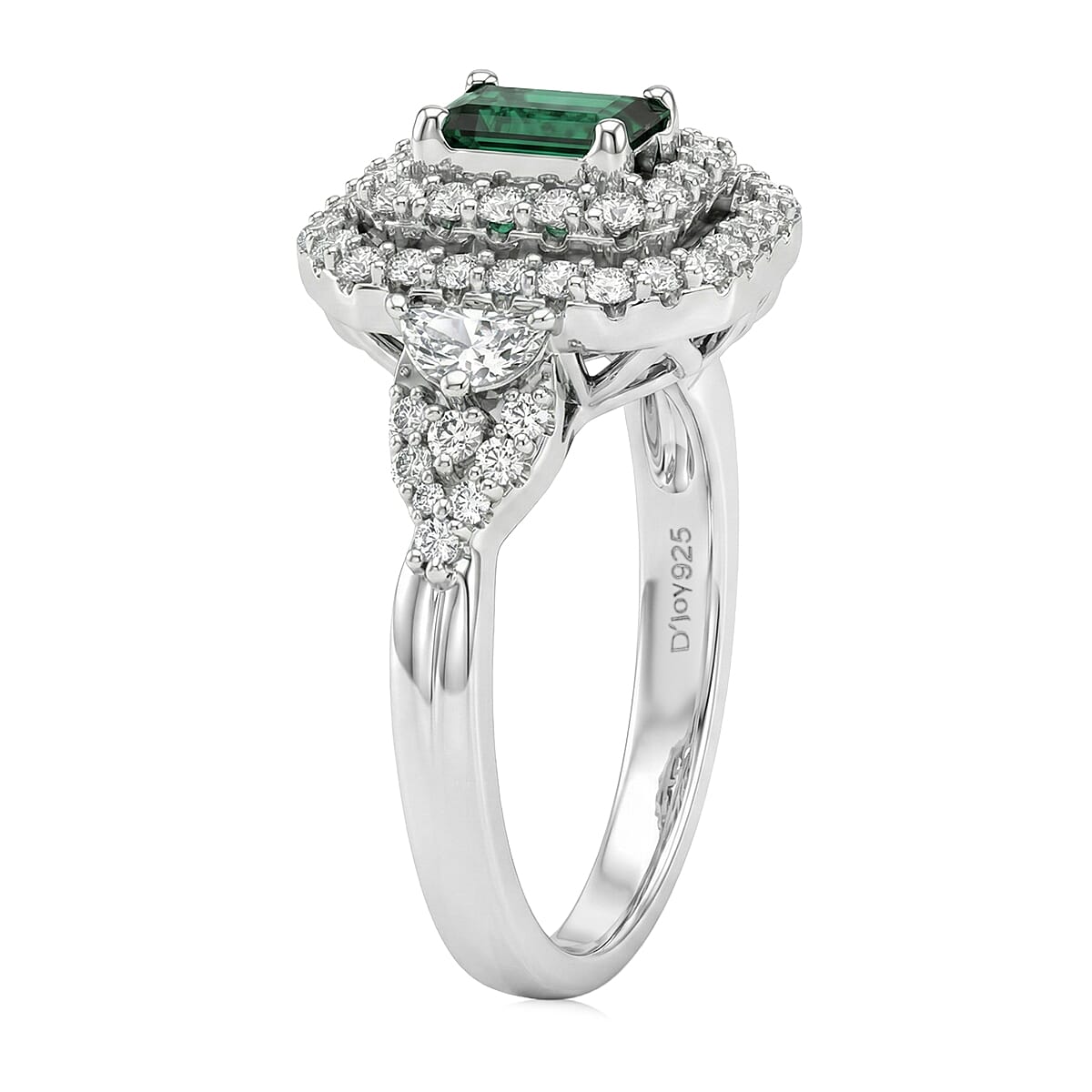 Certified & Appraised D'Joy Pirineu Lagoon Tourmaline and Moissanite 1.60 ctw Ring in Rhodium Over Sterling Silver (Size 8.0) image number 3