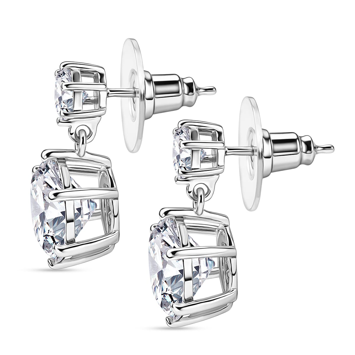 D'Joy Moissanite 7.85 ctw Sparkle Dewdrop Earrings in Rhodium Over Sterling Silver