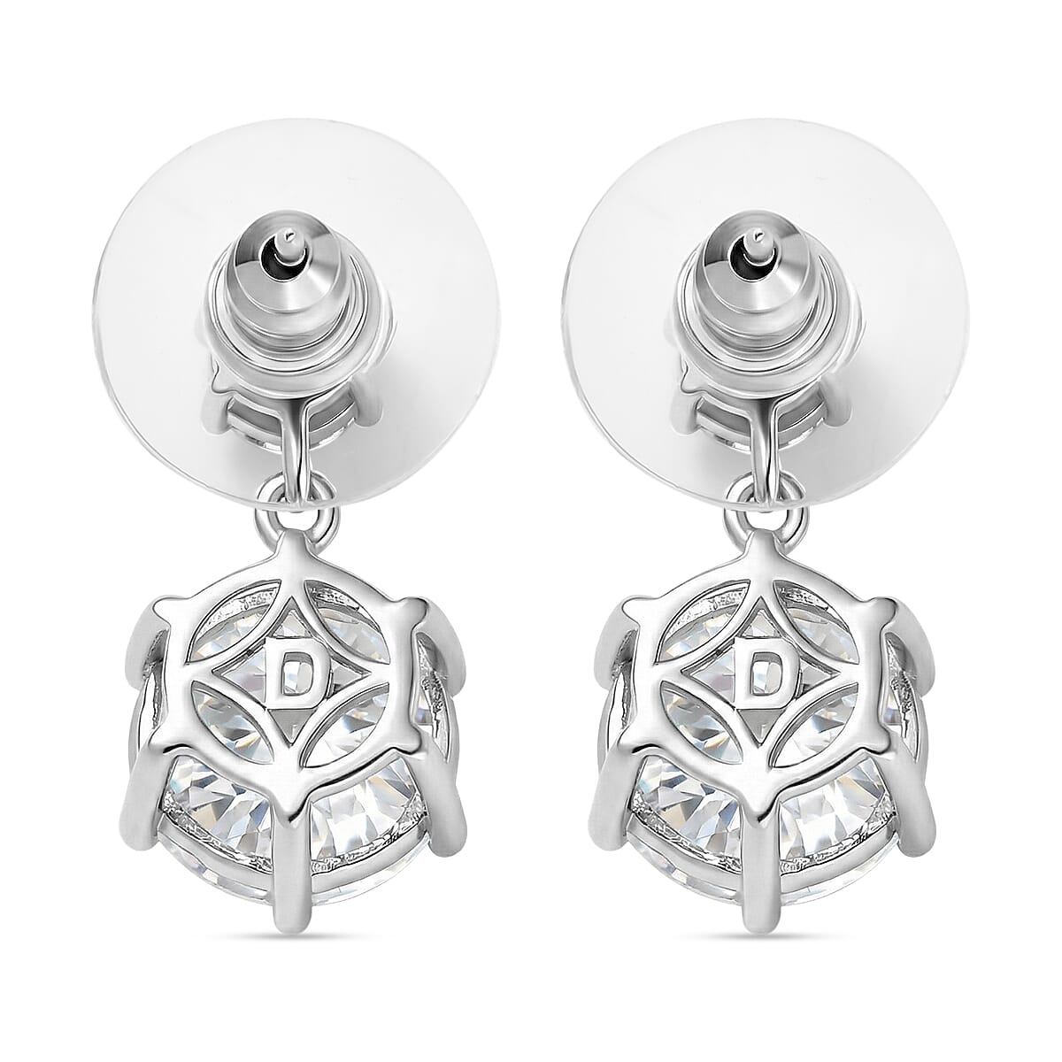 D'Joy Moissanite 7.85 ctw Sparkle Dewdrop Earrings in Rhodium Over Sterling Silver