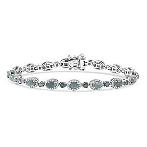 D'Joy Narsipatnam Alexandrite and Moissanite 7.20 ctw Imperial Eclipse Bracelet in Rhodium Over Sterling Silver (7.25 In)