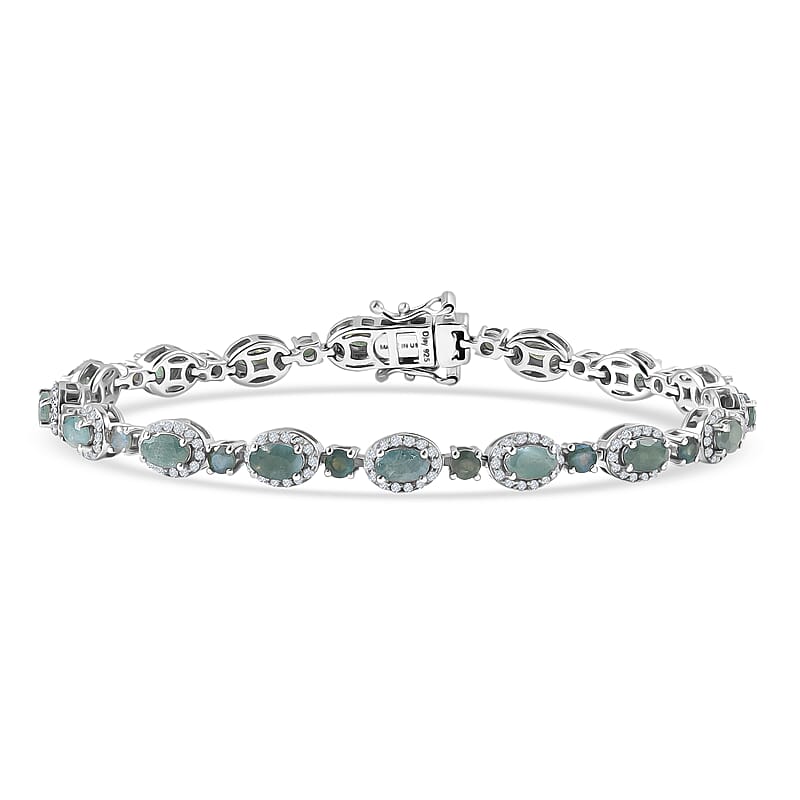 D'Joy Narsipatnam Alexandrite and Moissanite 7.20 ctw Imperial Eclipse Bracelet in Rhodium Over Sterling Silver (7.25 In)