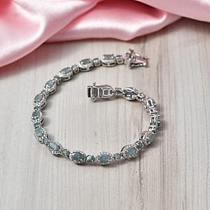 D'Joy Narsipatnam Alexandrite and Moissanite 7.20 ctw Imperial Eclipse Bracelet in Rhodium Over Sterling Silver (7.25 In)